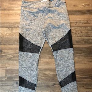 Grey leggings with mesh cutout